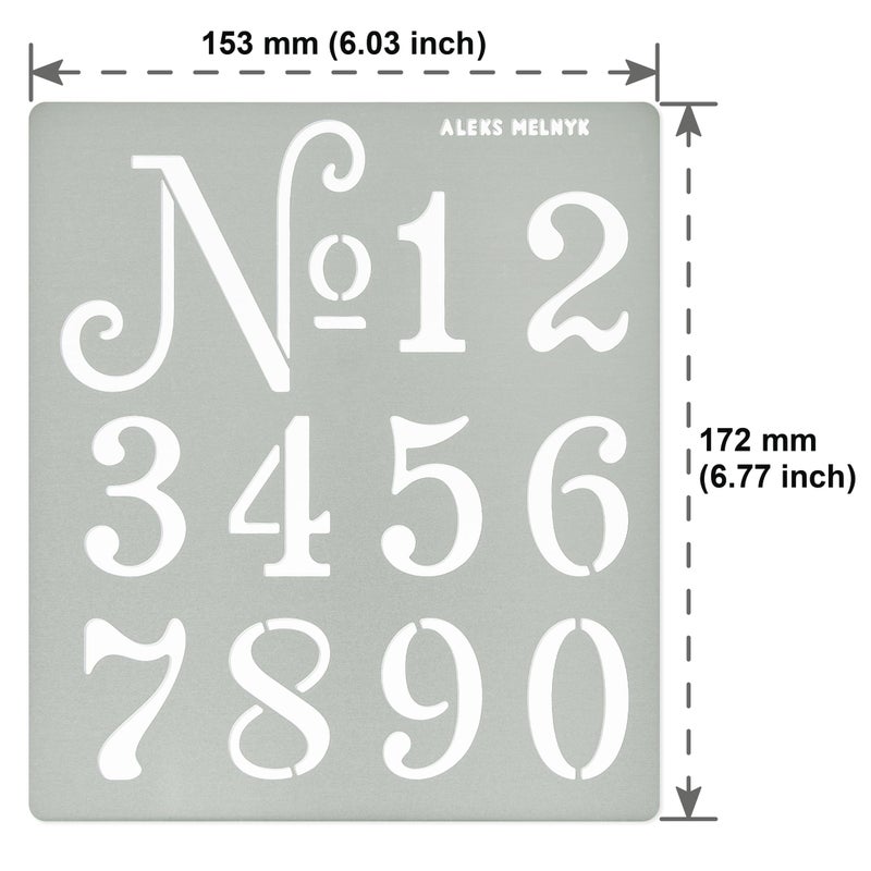 Aleks Melnyk No.159 Metal Stencil French Small Numbers 1.5 inch, Template for Wood Burning, Crafts, DIY, Engraving, World Stencil, Decor, Reusable Vintage Arabic Numerals, Old World Number - Image 4